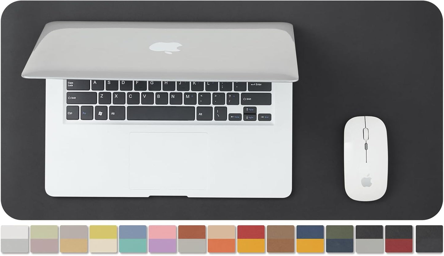Compact Dual Sided Leather Desk Mat - Desk Pad for Office and Home - Desk Organization and Accessories - Ideal for Large Mouse Pad and Small Desk Mats on Top of Desks(Black+Black,23.6"X 11.8")