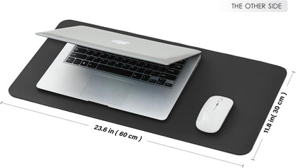 Compact Dual Sided Leather Desk Mat - Desk Pad for Office and Home - Desk Organization and Accessories - Ideal for Large Mouse Pad and Small Desk Mats on Top of Desks(Black+Black,23.6"X 11.8")